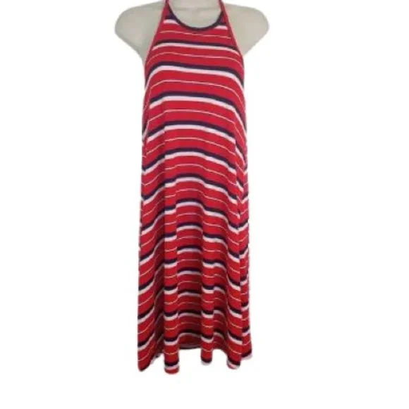 Mossimo Supply Co. | Dresses | Mossimo Supply Womens Halter Dress Red Multi  Striped Ribbed Knit M New | Poshmark